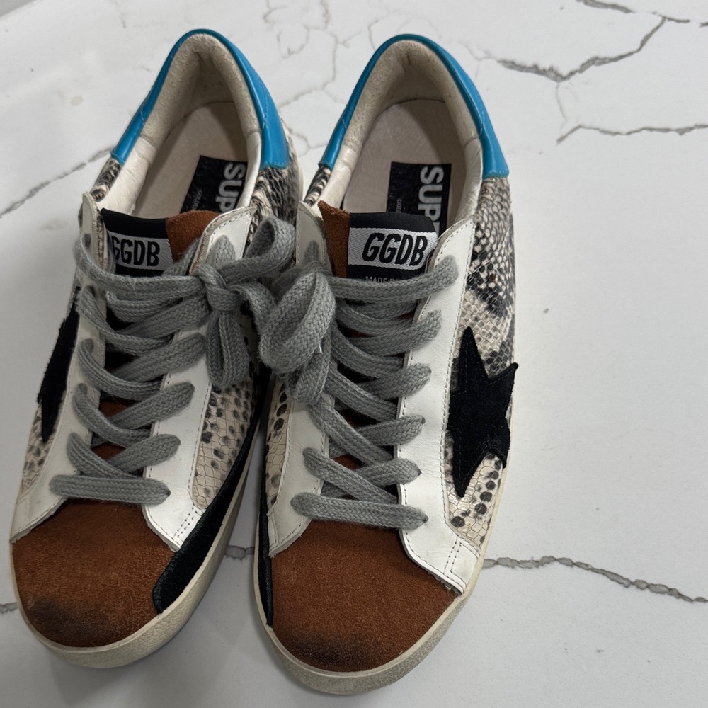 Golden Goose Multicolor Snake Print & Suede Star Sneakers